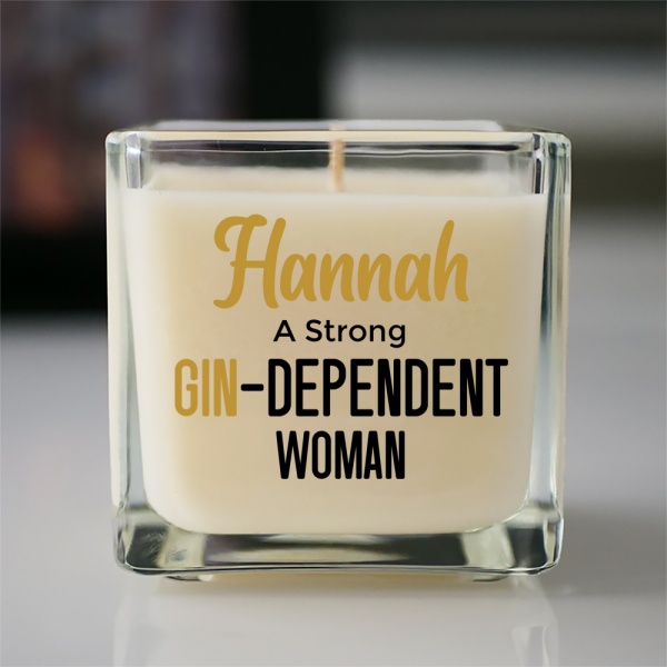 Personalised Gin Dependent Woman Hand Poured Scented Candle Gift In 7 Colours